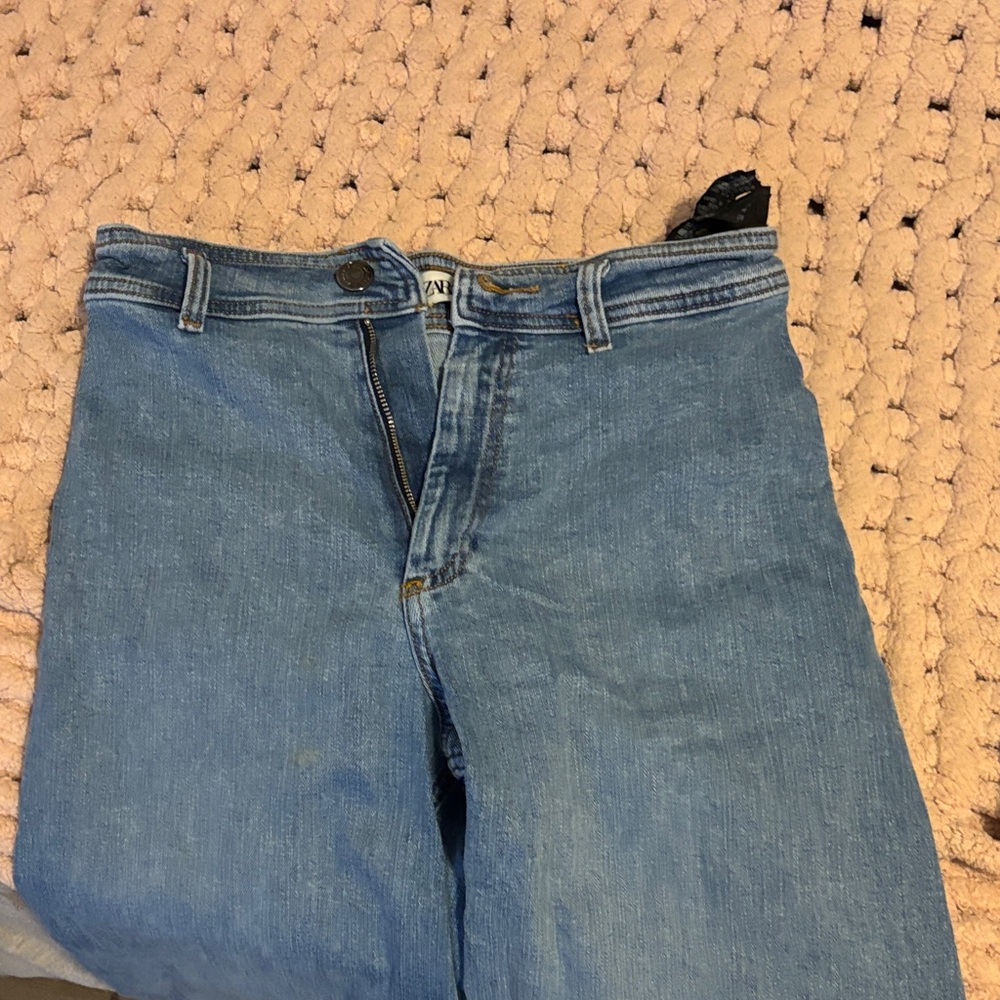 Zara Light Blue Wide Leg Jeans